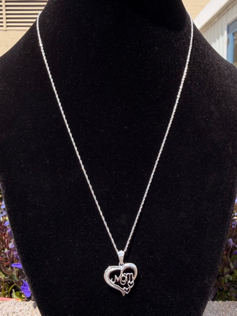 Diamond Mom Heart Necklace 0.12 CTW 14K White Gold Over Sterling 18” - Picture 9 of 10
